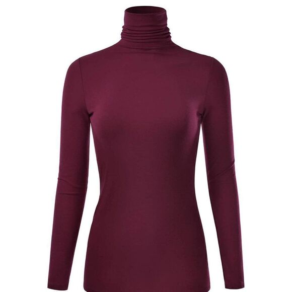 EUC Saks Fifth Avenue Iconic Fit Long Sleeve Plum Wine Turtleneck Sweater - Picture 1 of 6